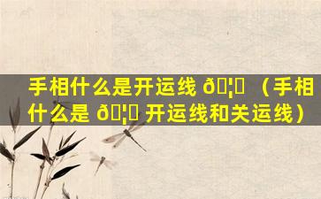 手相什么是开运线 🦄 （手相什么是 🦅 开运线和关运线）